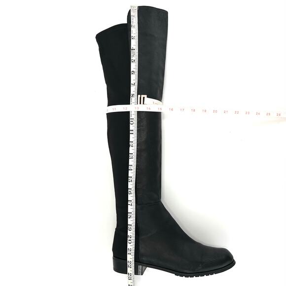 Report Abbott Black 5050 Over The Knee Boot Size 8.5 Leather Low Heel Round Toe - Picture 8 of 13